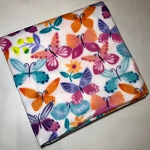Zoofleece Butterfly Butterflies Monarch Animal White Fleece Blanket 55 x 60"